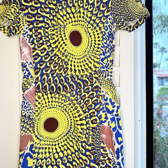 Antik Batik Arly Pencil Dress Yellow Blue size S/M - Picture 2 of 11
